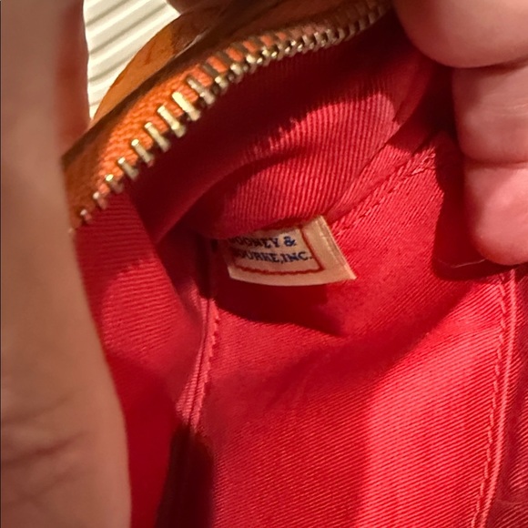 Dooney & Bourke Vibrant Orange Wristlet wallet bag designer purse vintage scarf - Picture 8 of 9